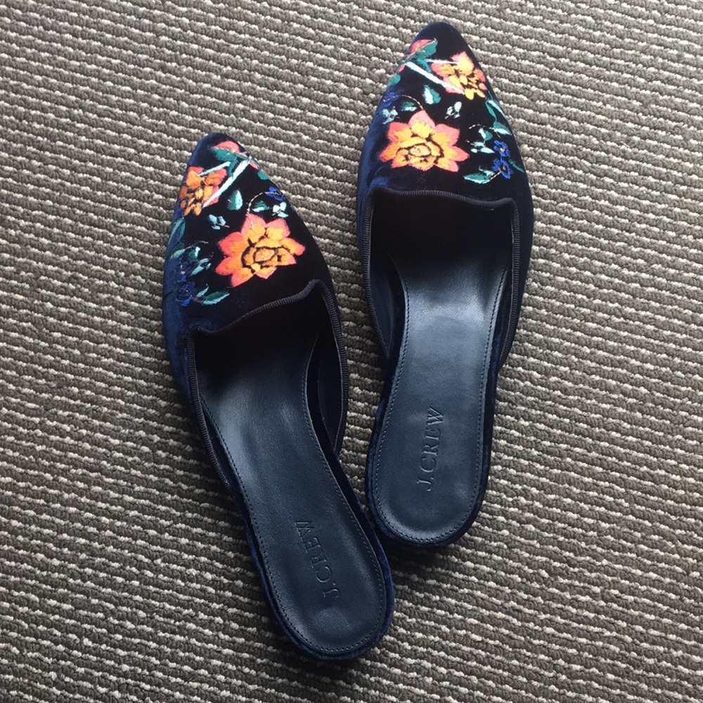 J. Crew velvet sliders